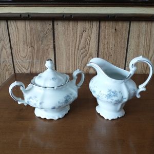 Blue and White Sugar and Creamer Set Havilland China made in Bavaria